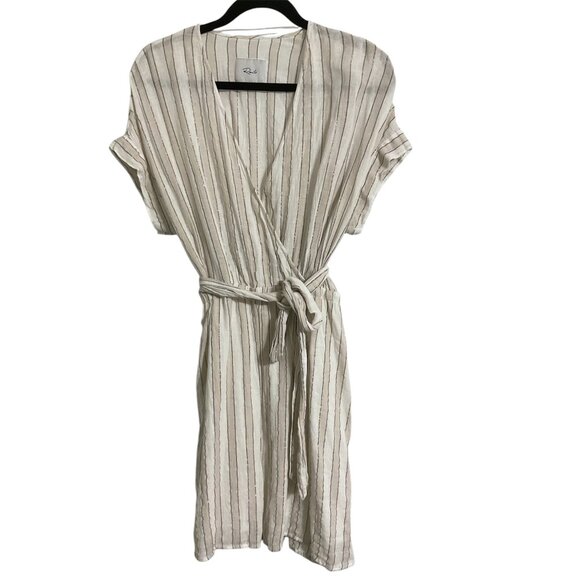 RAILS Zuri Costa Stripe Linen Blend Belted Dress Beige size Small - Picture 2 of 10